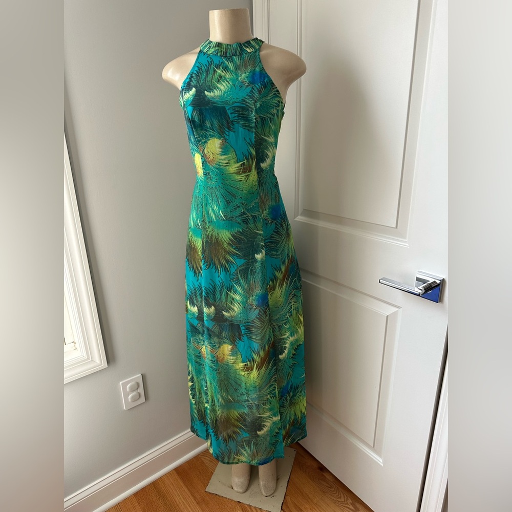 Lulu's Green and Blue Midi Dress